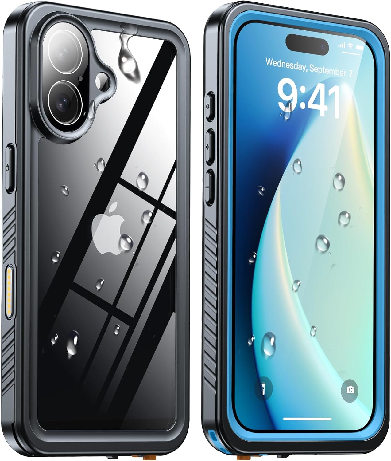 ANTSHARE for iPhone 17 Case, IP68 Waterproof Shockproof Case, [Built-in Screen Protector] - 12 FT Military Dropproof - Full Body Heavy Duty Rugged Phone Cover 6.3 inches - Blue/Clear Blue-Waterproof for iPhone 17