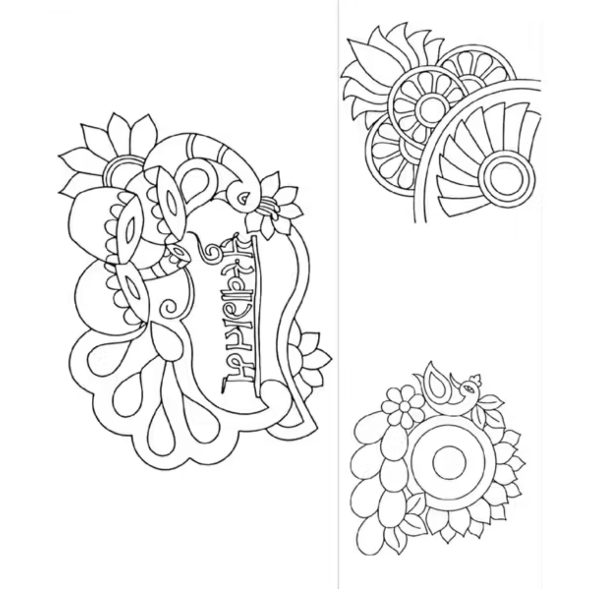 JKS CREATION Rangoli Mat Line Drawing Design | Tracing Paper Design | 3ft- 3 Design | Use for Woolen Decorative Rangoli Mat-image-13