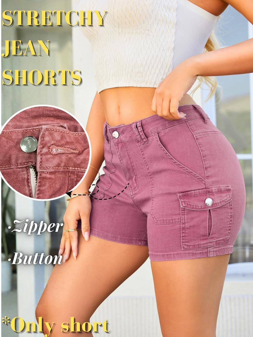 Womens High Waisted Jean Shorts, Stretchy Lightweight Sexy Booty Short Jeans, Denim Hot Pants Summer Causal Outfits - Image 2