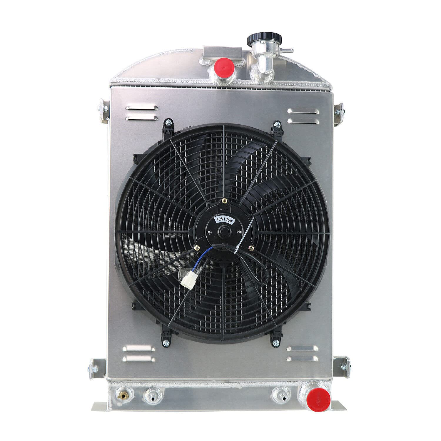 4 Row Core Aluminum Radiator Shroud Fan Relay for 1930 1931 1932 Ford Hot Rod Chevy 350 V8 Engine Ford Model A Chevy V8 Engine Radiators