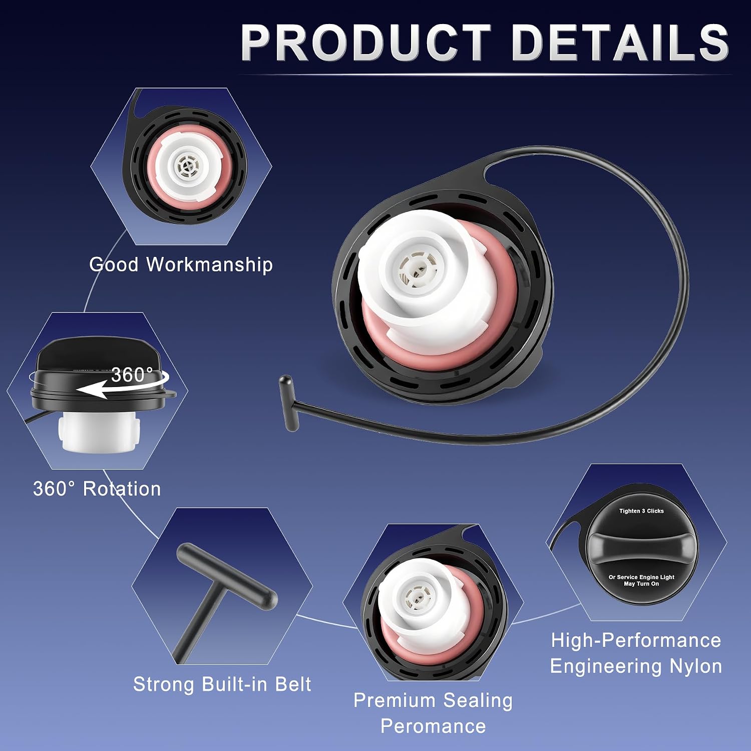 LivTee Gas Cap Replacement - Car Fuel Tank Filler Cap, Fits Chevy, GMC, Buick, Cadillac, Saturn, Replace OEM#GT330