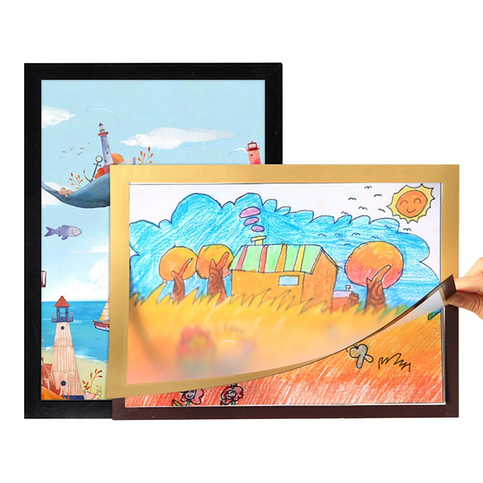 Frame for Kids Artwork Changeable A4, 2 Pieces Magnetic Picture Frames for Wall, Children Art Projects Kids Art Frames Front Opening, Kids Artwork Drawing Display Frame, D-iamond Painting Frames