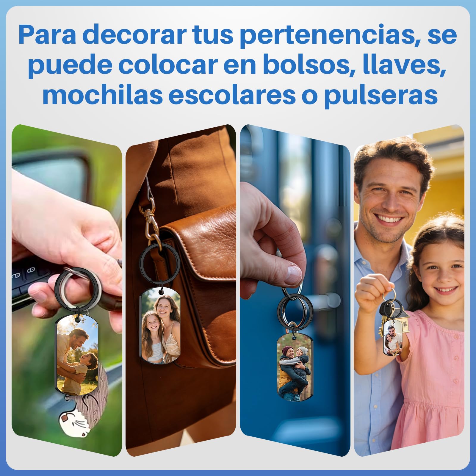 llaveros Personalizados Para el Día Del Padre, Día Del Padre Regalos, llavero Personalizado con Foto Grabada a Aoble Cara, Regalos Personalizados Para Papá - 4