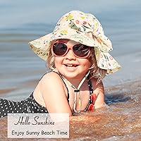 Vista 3 de Sombrero de sol para bebé niña con UPF 50+ sombrero de playa ajustable para exteriores con ala ancha