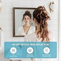 Vista 3 de Espejo de pared enmarcado con efecto cobre retro, espejo rectangular de 16 x 20 pulgadas, vidrio templado antidesilvering, marco sostenible