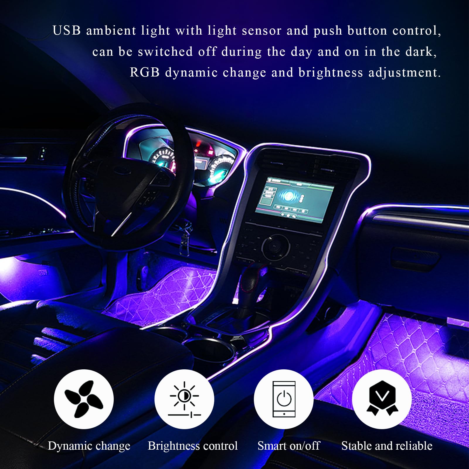 Snapklik.com : 2 PCS USB Type C LED Ambient Light, 8 Colors RGB 5V Car ...