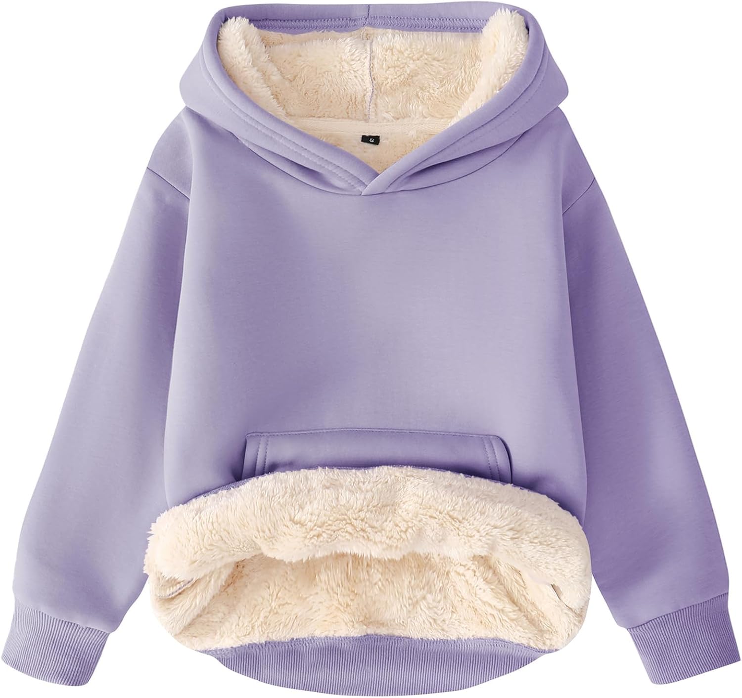 Flygo Unisex Boys Girls Fleece Lined Sherpa Hoodie Kids Warm Winter Hoodies Pullover Hooded Sweatshirt Sweater 4-13Y