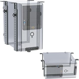 RICOO TRH02-B Computer Desk Mount for Under Table Computer Under-Desk Computer Space Saving Fixed Adjustable Black