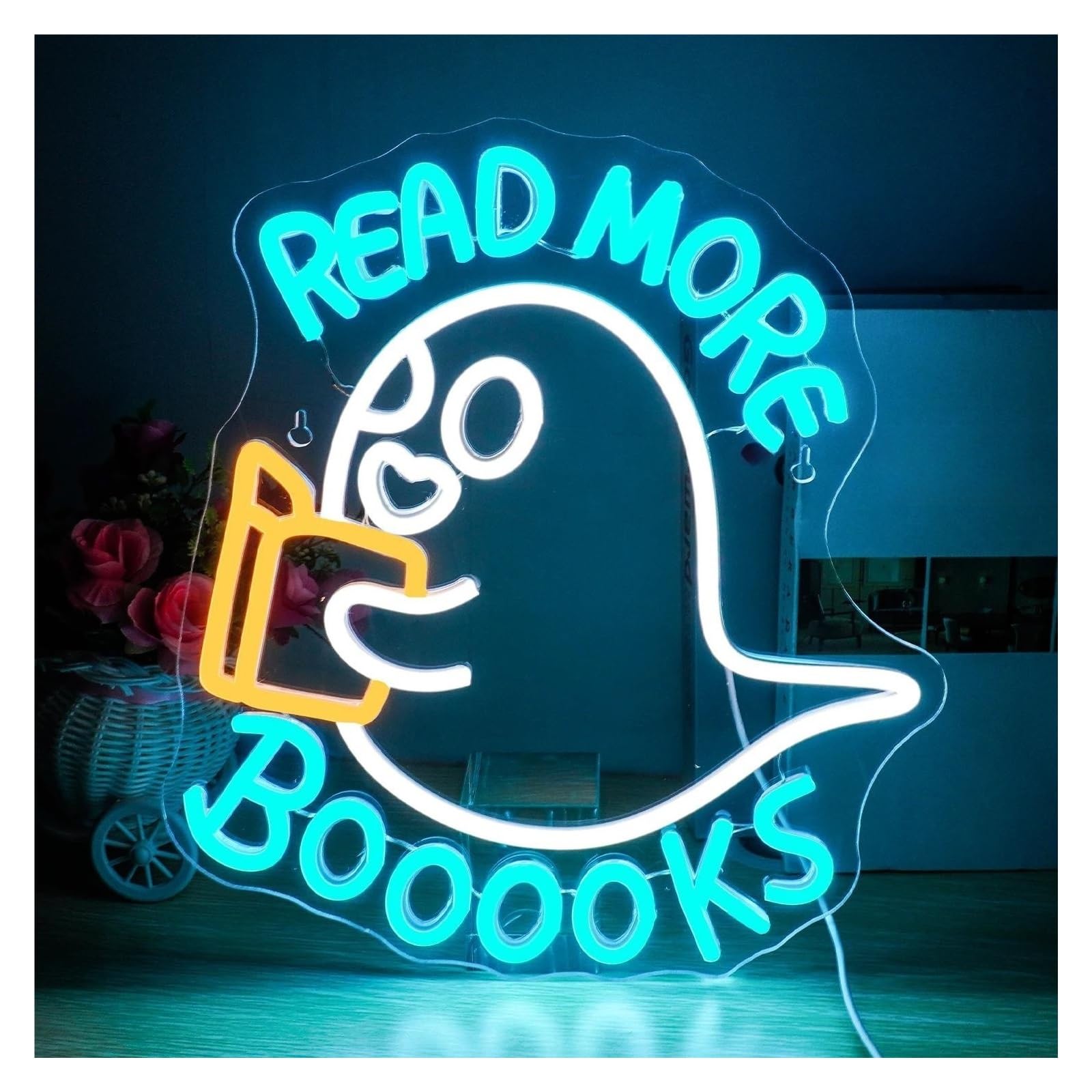 LEMST Signs Lamp Read More Books Neon Sign Decoration for Library Study Children's Room Club Wall Hanging USB Dimmable 31cmх36cm