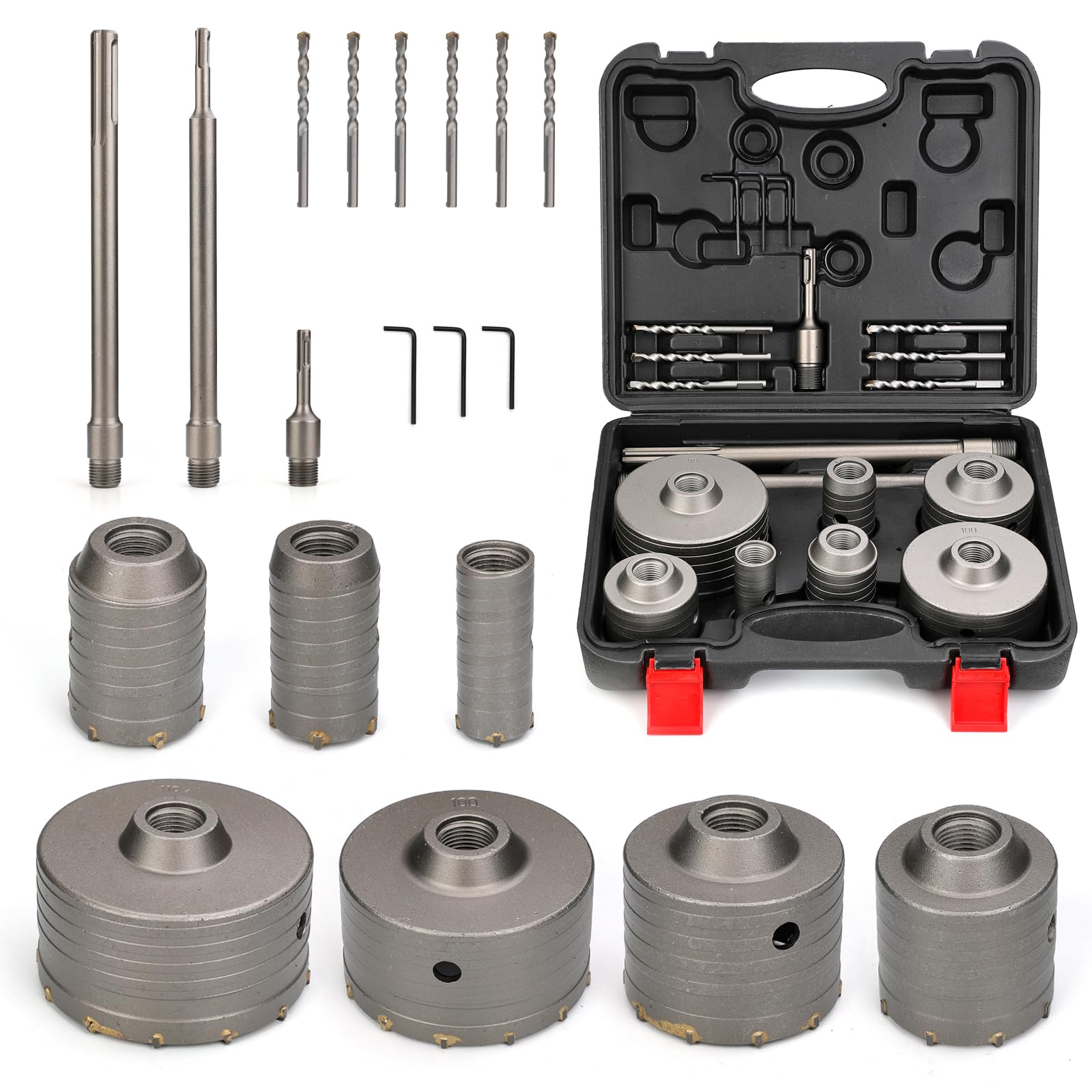 Concrete Hole Saw Kit with SDS Plus & Max Shank 20PCS, Cement Hole Saw Set for Concrete Cement Brick Stone Wall