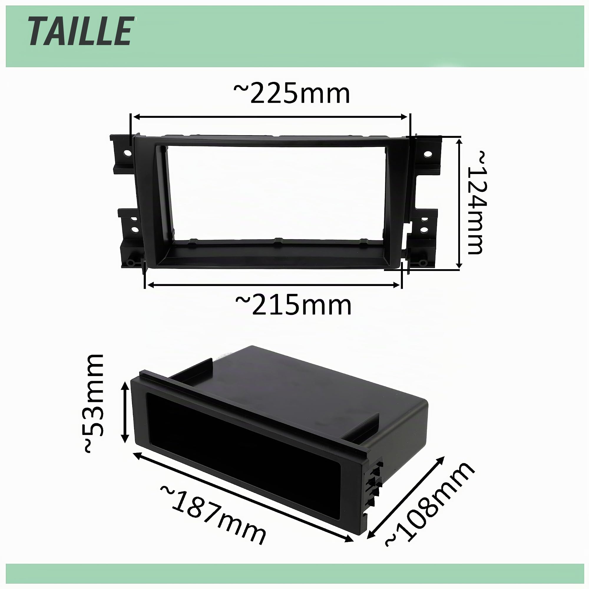 AERZETIX - C11624 - Cadre/façade/Adaptateur 2 ISO pour autoradio de Voiture - en Plastique - Compatible avec Suzuki Grand Vitara 2005+