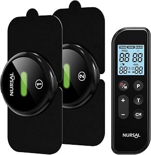 NURSAL Wireless TENS Unit Muscle Stimulator - Dual Host EMS Machine, 18 Modes 20 Levels Remote for Back Shoulder Pain Relief (2 Pads)