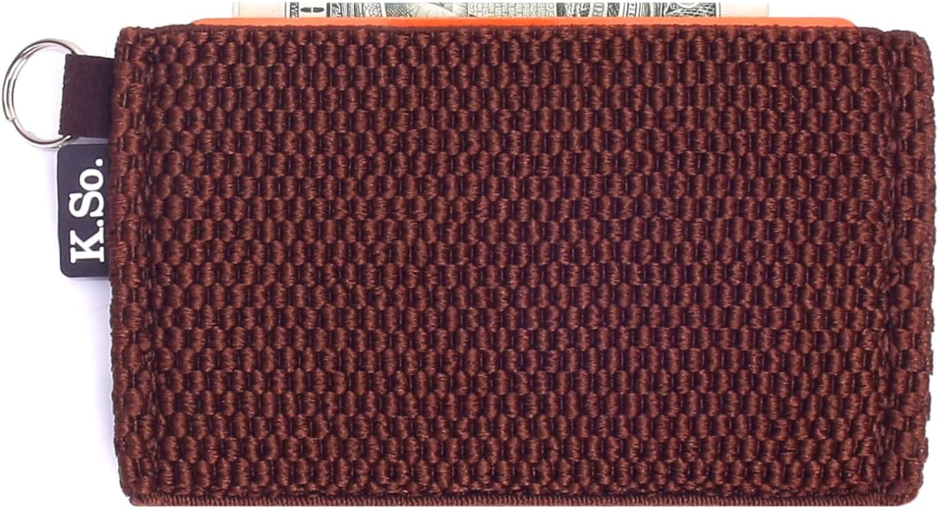 Minimalist Small Wallet Card Holder — Minimal Slim Front Pocket Elastic Wallet for Men & Women (Slimz Brown)