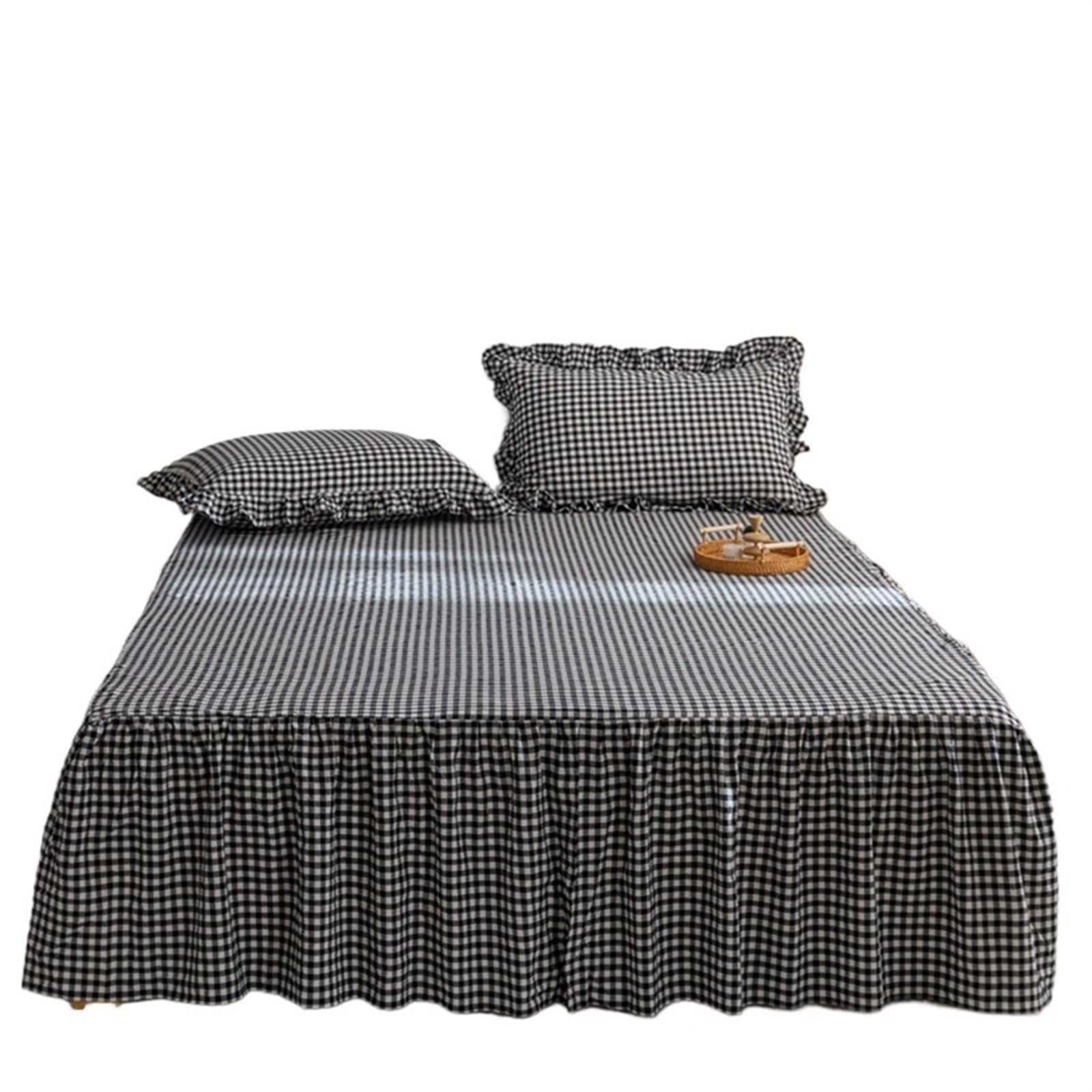 Bed skirt Bed Skirt Cover Plaid Style Bedspread Mattress Protector No Pillowcase(COLOR 1,150x200cm)