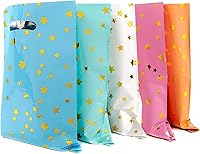 ZGORENDZ 40 Pack Metallic Party Favor Bags - Reusable Goodie Bags for Birthday, Baby Shower, Christmas, Weddings (Pastel Stars, 6.7x9.7")