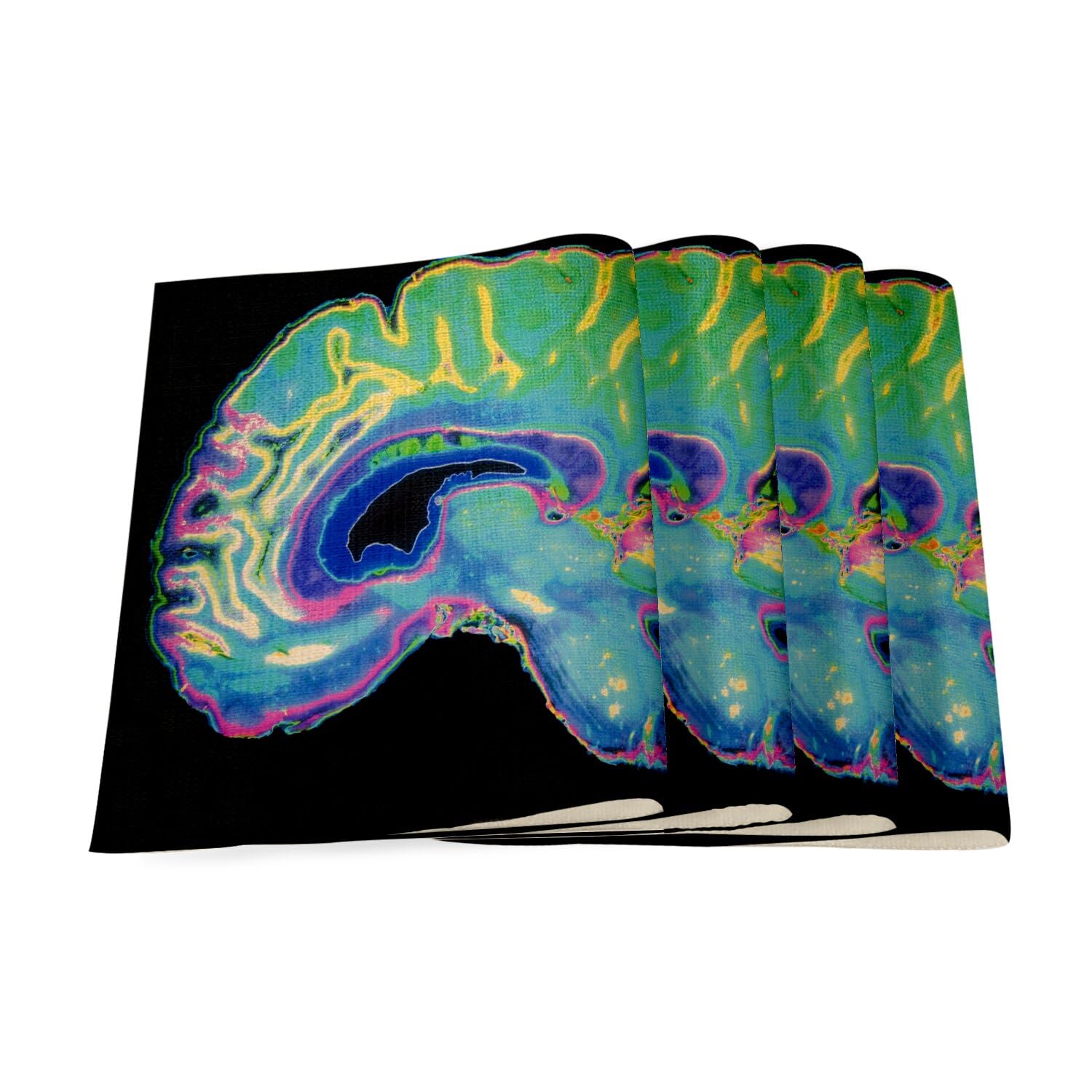 Set de table en lin scanner cerveau radiographie medicale grand format 40x28.5cm