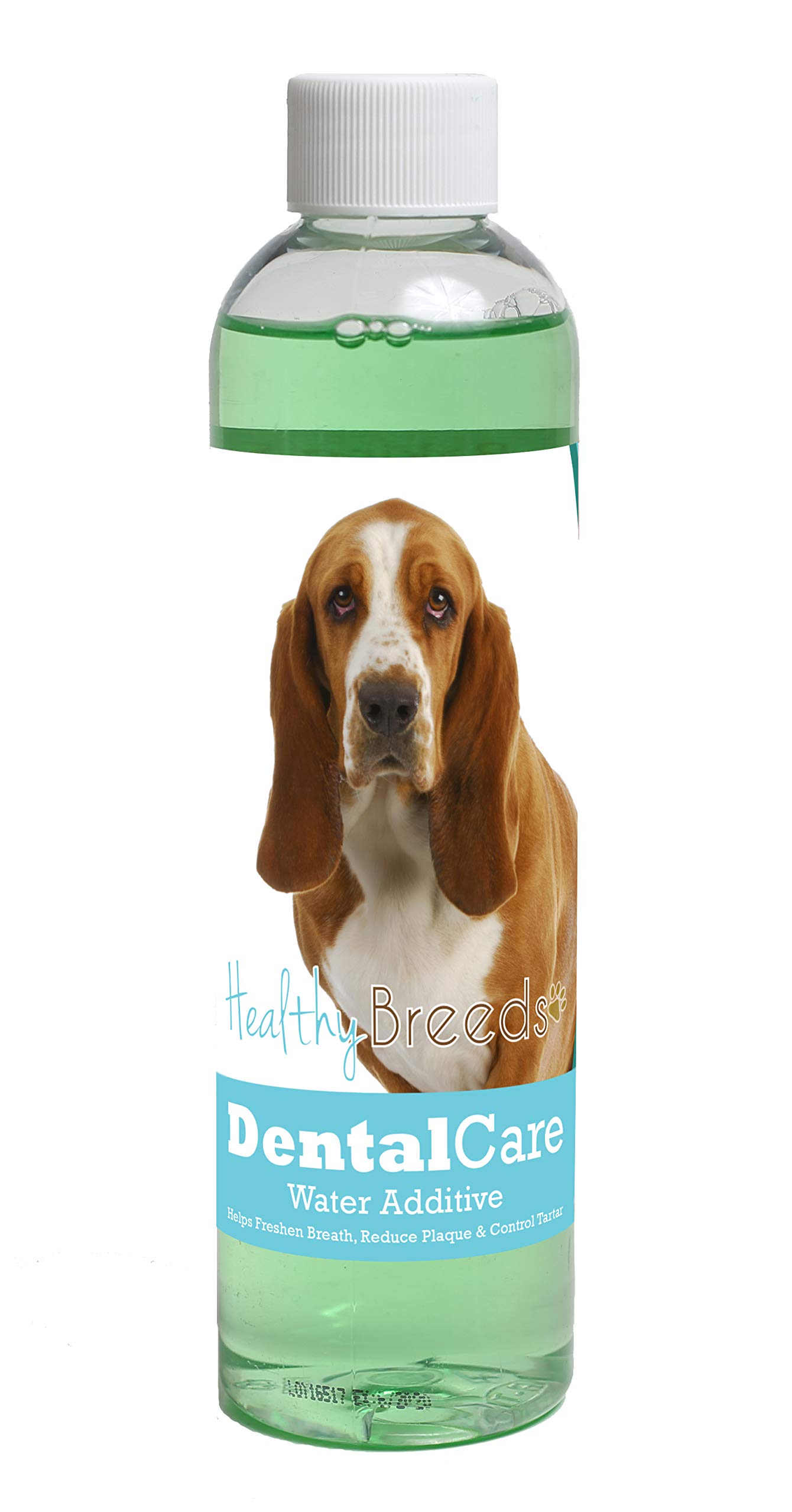 Healthy Breeds Dog Dental Care Water Additive for Basset Hound - Helps Freshen Breath, Reduce Plaque &amp; Control Tartar - Mint Flavor - 8 oz