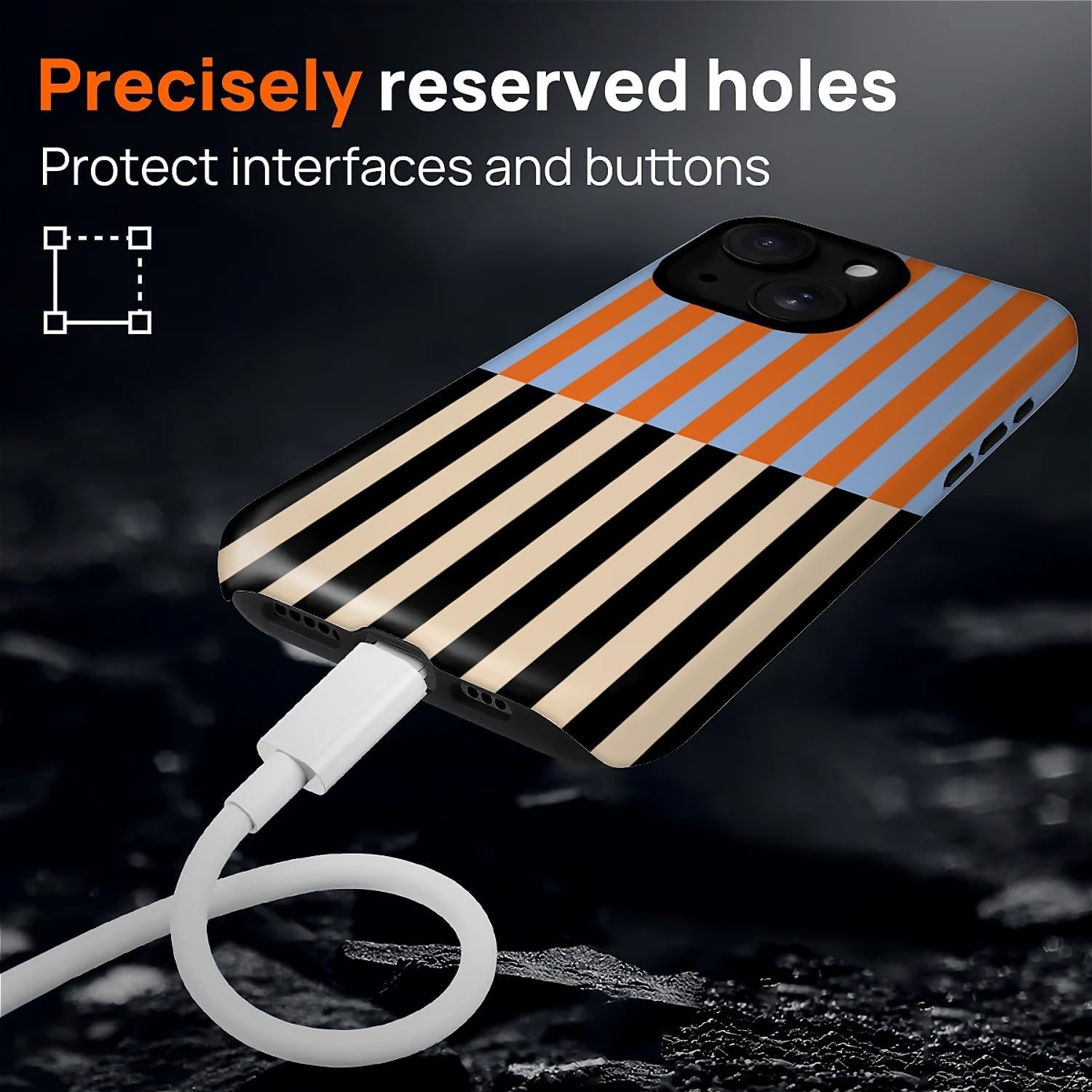 for iPhone 13/14 Case,Compatible with MagSafe,Cute Striped Phone Case Shockproof Soft TPU and Hard PC Protective Phone Cover for Women Girls,Color Block Vertical Stripes image 3