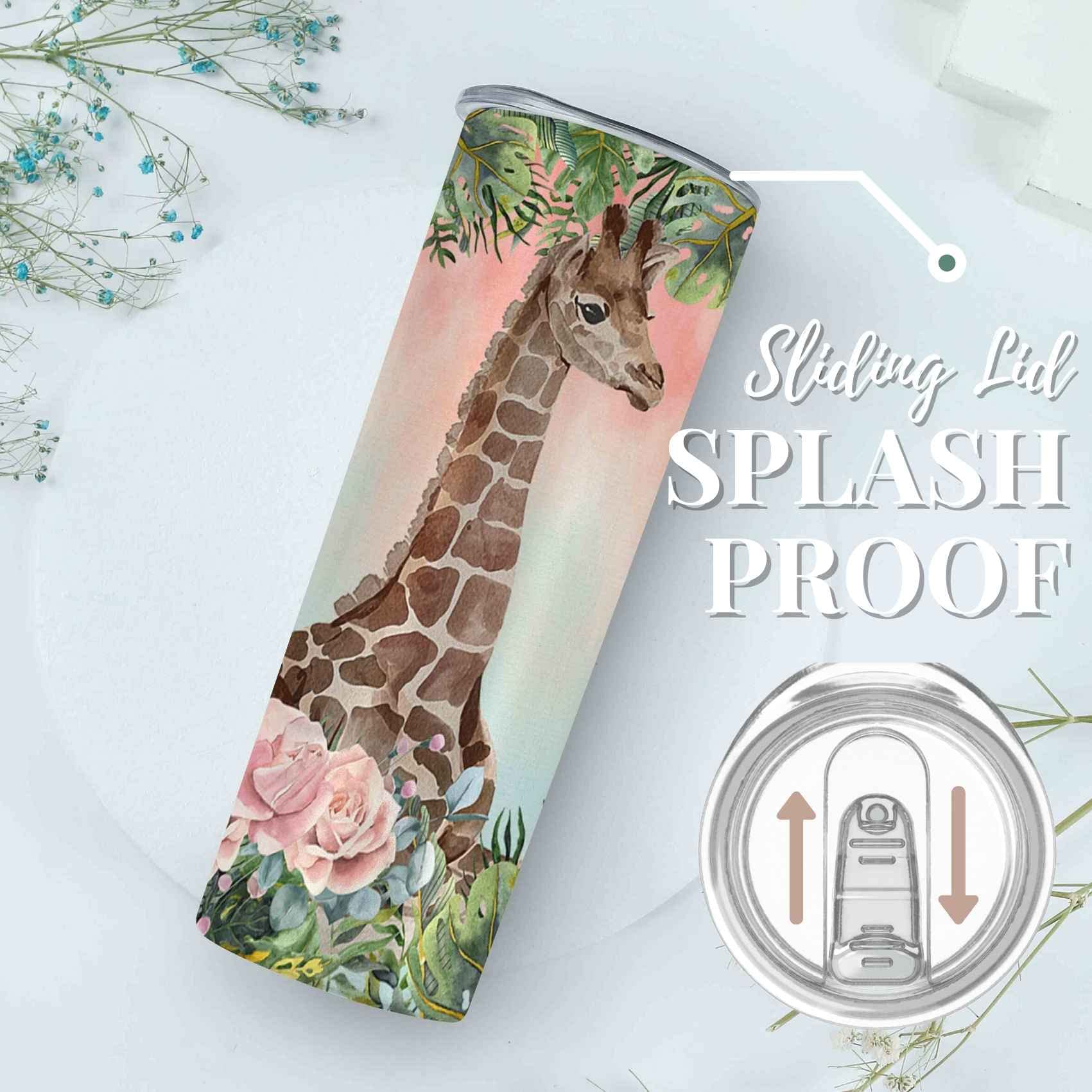 Onebttl 20oz Giraffe Tumbler – Insulated Stainless Steel Cup With Lid & Straw, Perfect Gift For Giraffe Lovers - View #11