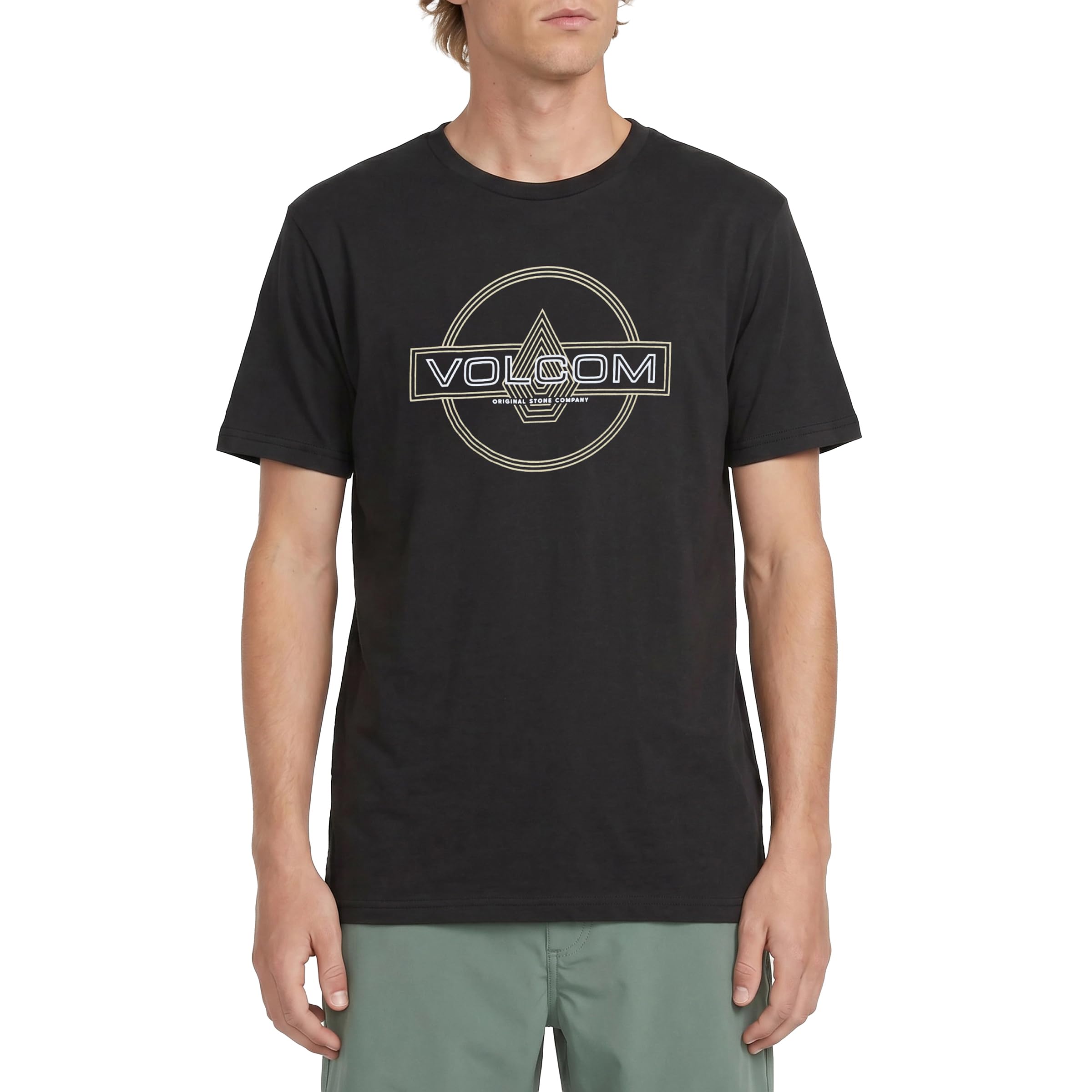Volcom Men's Washed Black Heather Line Service Short Sleeve Tee, Xxl