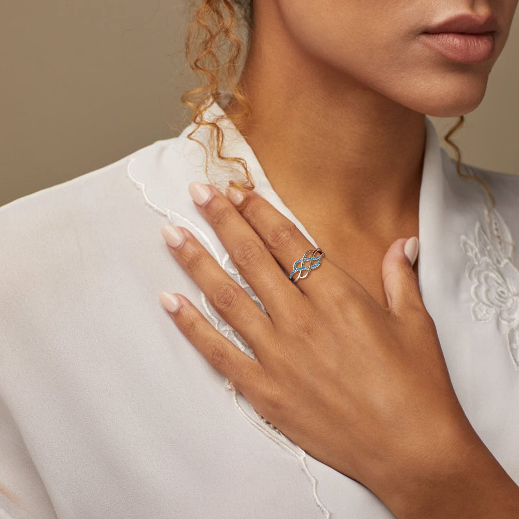 YL Keltischer Ring 925 Sterling Silber 5A Zirkonia Jubiläum Ewigkeit Unendlichkeit Keltischer Knotenring für Damen