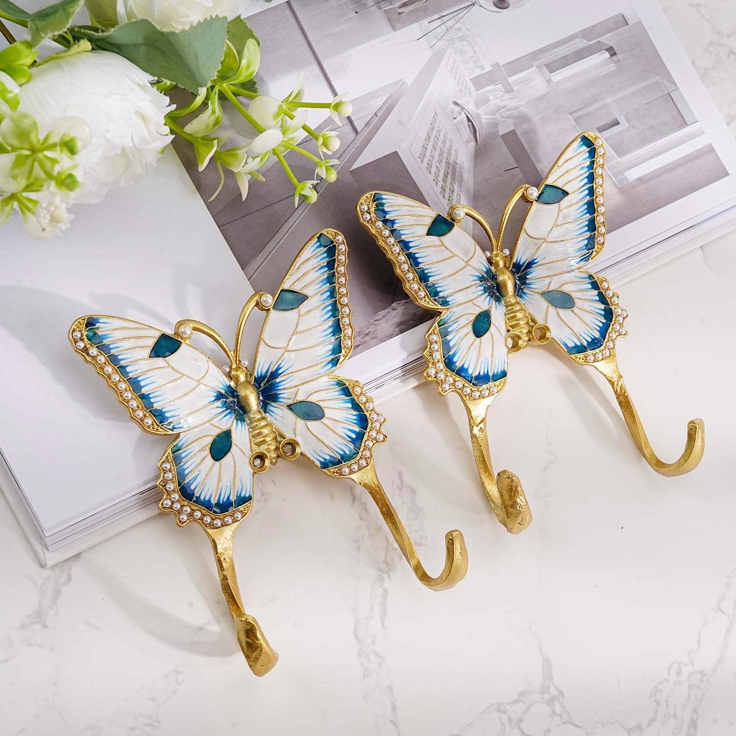 Vintage Wall Hooks Decorative Rack Hangers, 2 Pack Metal Wall Mounted Hook for Hanging Coats image 3