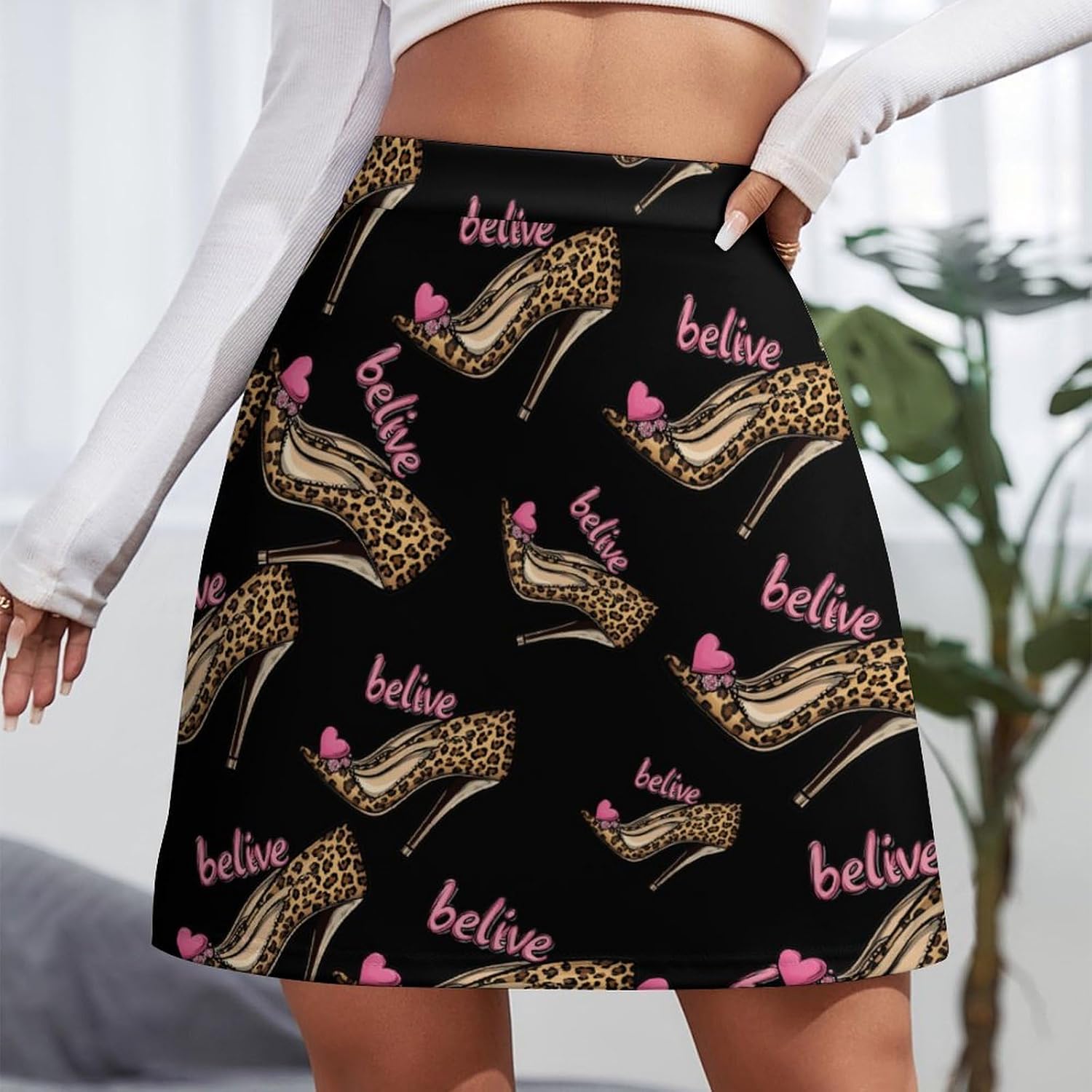Leopard High Heels Skorts for Women Mini A-line Skirt Casual Tennis Golf Short Skirts