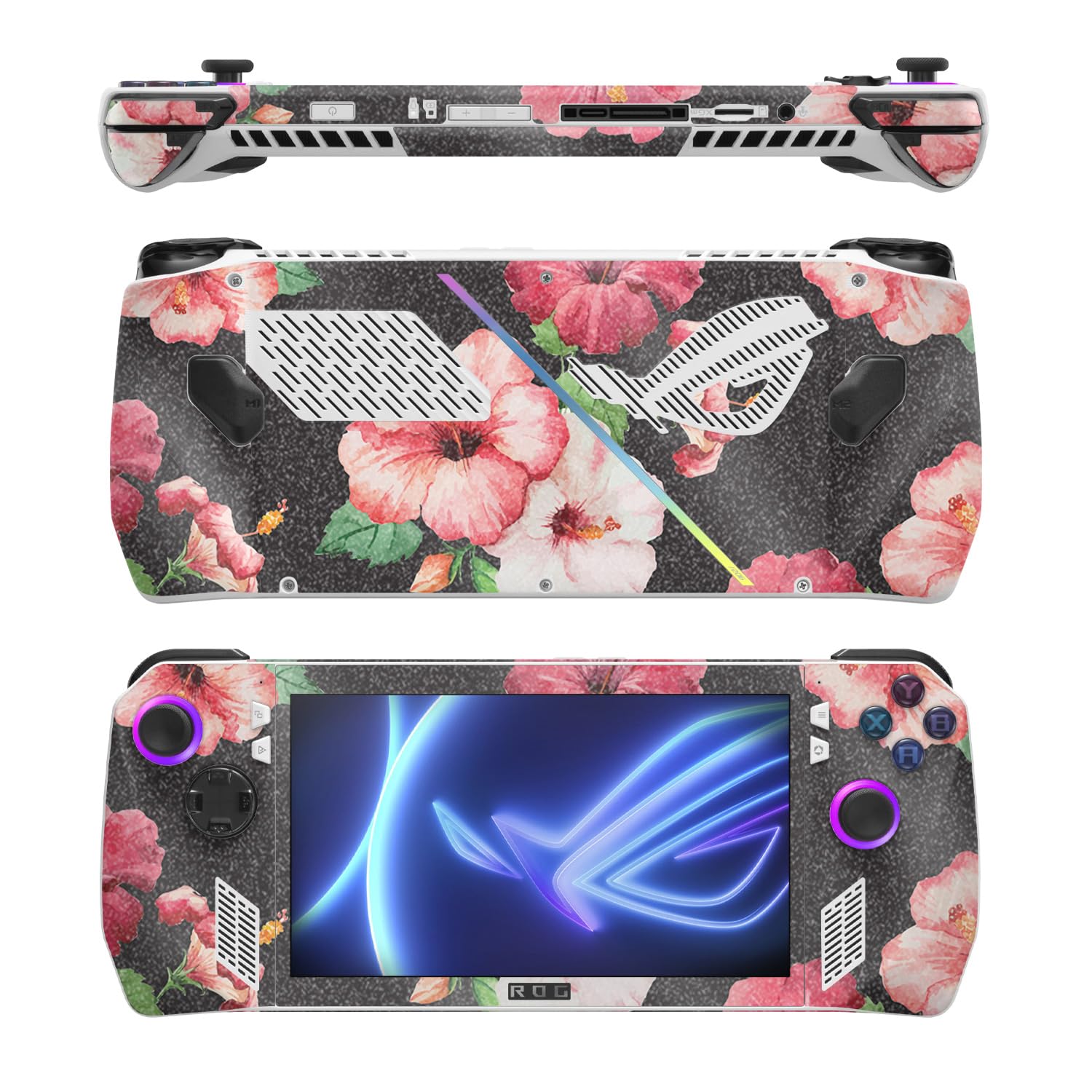 MightySkins Glossy Glitter Skin Compatible with Asus ROG Ally - Hibiscus | Protective, Durable High-Gloss Glitter Finish | Easy to Apply, Remove, and Change Styles
