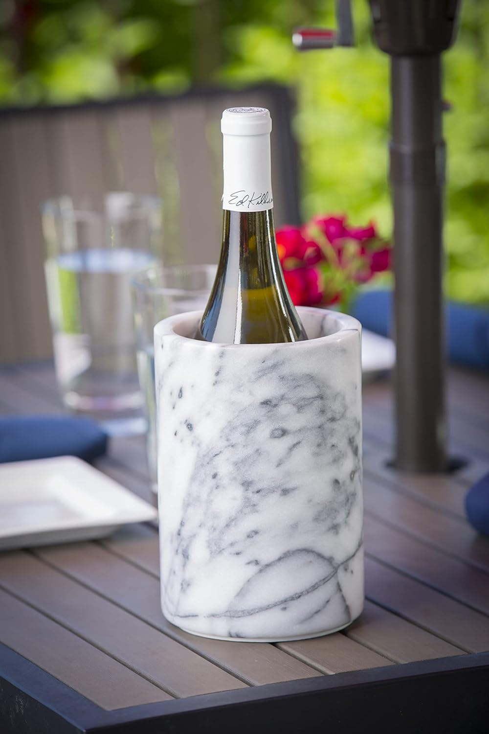 Tablecraft 5488 Cash & Carry Wine Cooler, 5" Dia. x 7" H, Black Marble