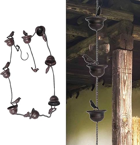 Miniatura 8 de Cadenas de lluvia para canalones, para exteriores, para pájaros, para exteriores, cadena de lluvia, decorativo, repuesto para canalones, bajantes