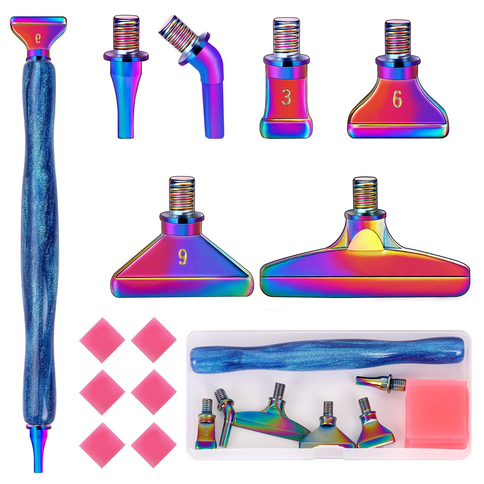 papasgix 14Pcs DIAMOND PAINTING Pens Kits, Glitter Diamond Art Metal Drill Pen Tips with Multi Replacement Pen Heads