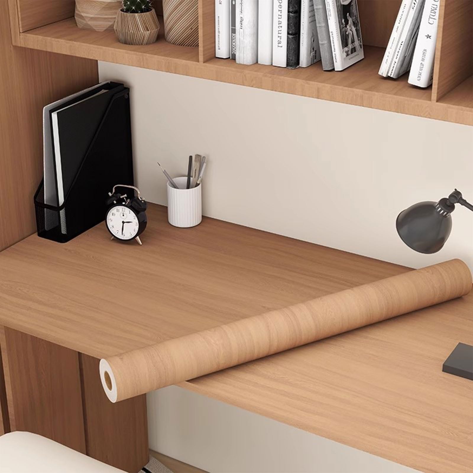 Papier peint en bois adhésif 80x500cm imperméable pour rénover une table ou un plan de travail