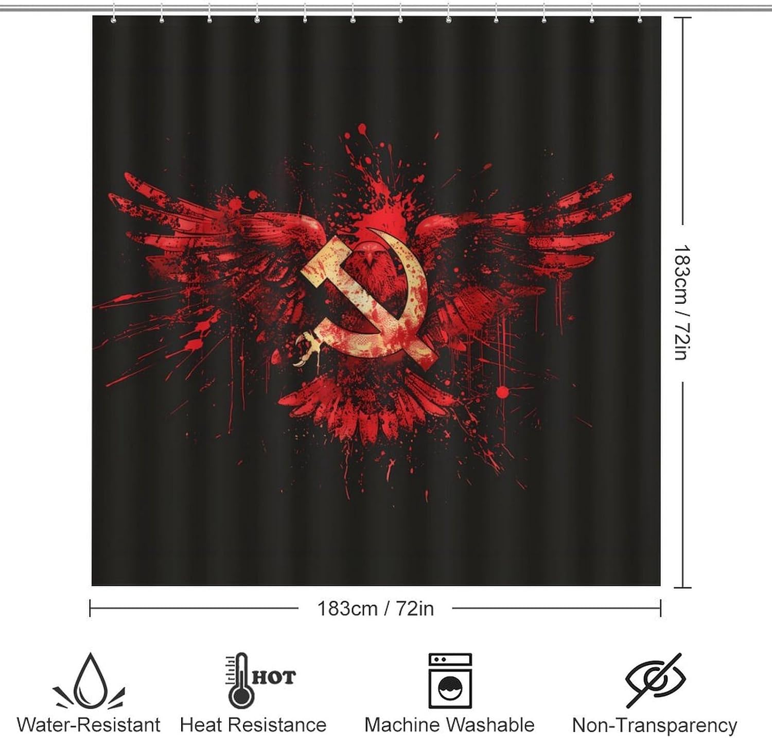 Russia Hammer Flags Hook USSR Sickle Bathroom Set with Shower Curtain Rugs Toilet Lid Cover and Floor Mats 4 Piece
