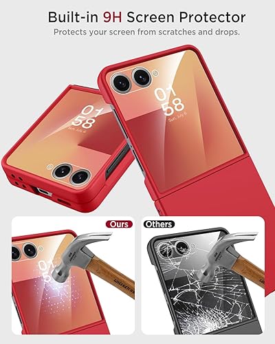 Vista 53 de Miimall Funda delgada para Galaxy Flip 7 con protector de pantalla integrado, grado militar, a prueba de golpes, a prueba de caídas, antiarañazos