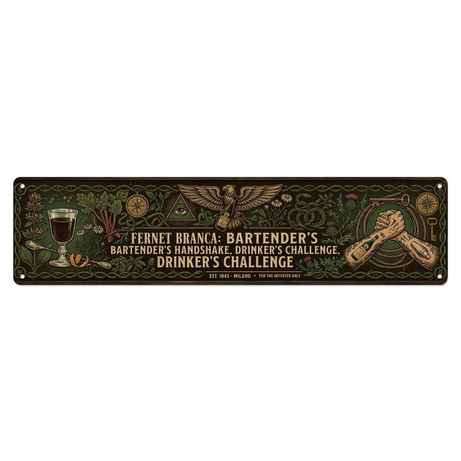 Fernet Branca Bitter Beverage Metal Tin Sign Plaque Wall Decor for Cafe, Club Bar, Office, Home Garden Metal Poster 4x16Inch
