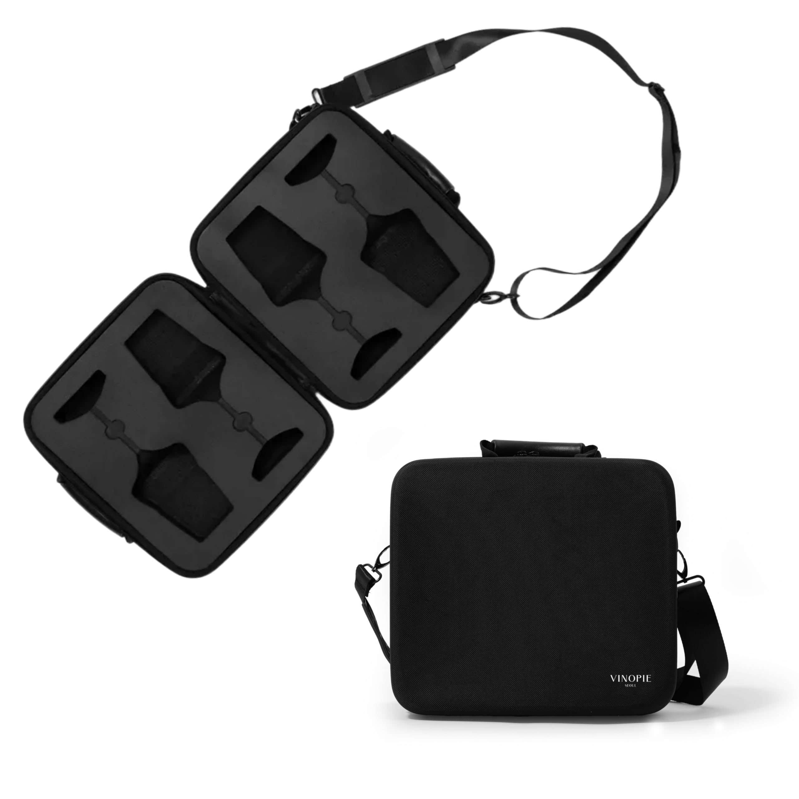VINOPIE 2pcs Wine Glass Carrying Case Holder Carrier – Durable Travel Case with EVA Foam Inserts, Fits Josephine No 1,2 (Glasses Not Included)
