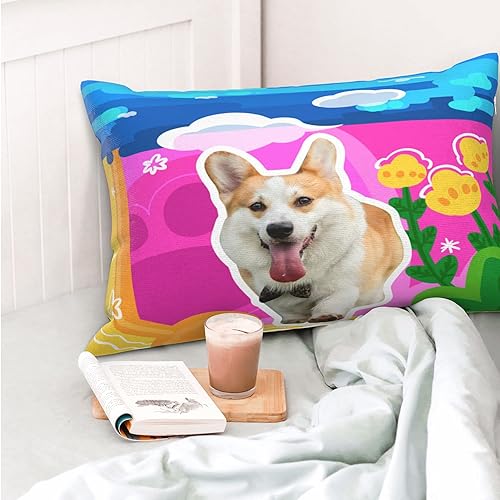 Miniatura 5 de Funda de almohada personalizada para fotos de mascotas, 14 x 20 pulgadas, estilo de ilustración personalizada para mascotas, funda de almohada con