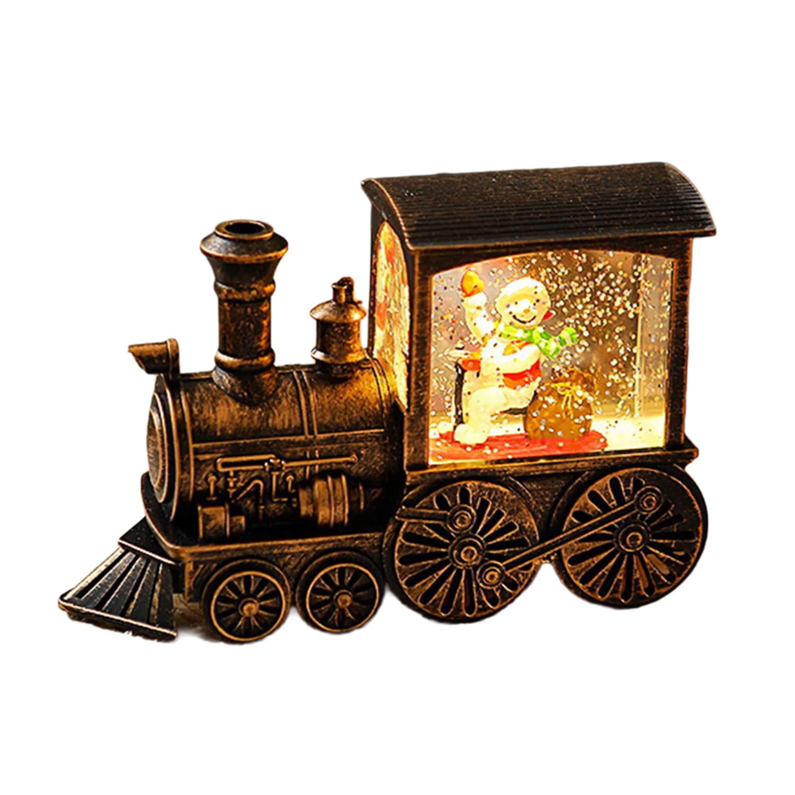 Yhplxyuus Santa Train Sculpture Ornament Delicate Santa Snowman Train Model for Creating a Comfortable Holiday Atmospheres Figurine
