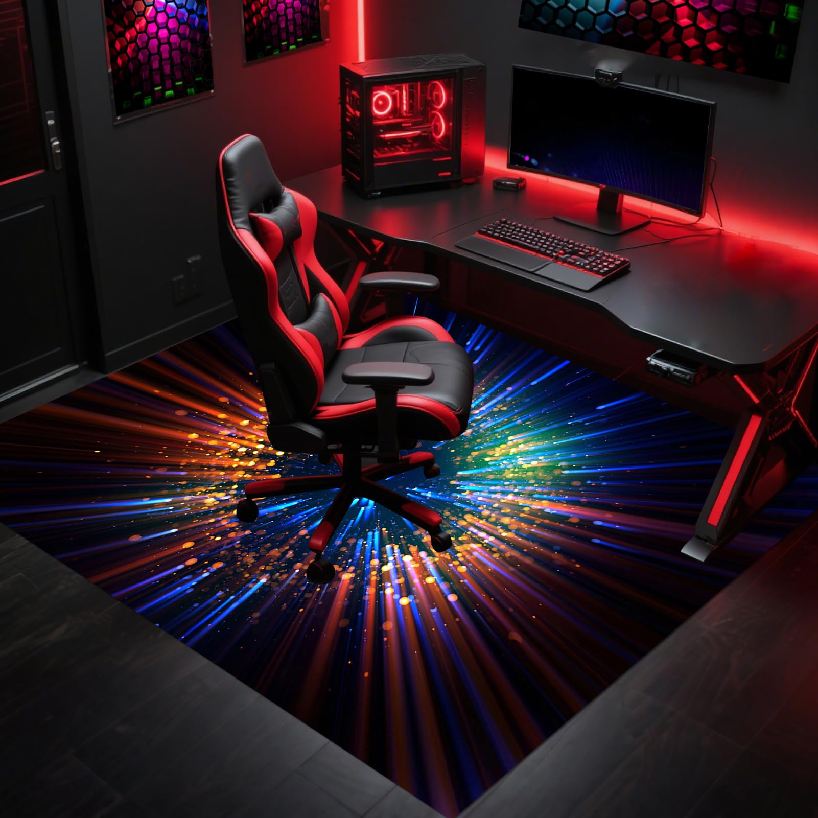 Tapis Gaming Sol pour Sols Durs Tapis Chaise de Bureau 140 x 160 cm