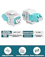 Vista 5 de Paquete de 2 conectores de acoplador Keystone de fibra óptica LC, UPC, compatible con dúplex OM3/OM4, acoplador de fibra multimodo LC a LC