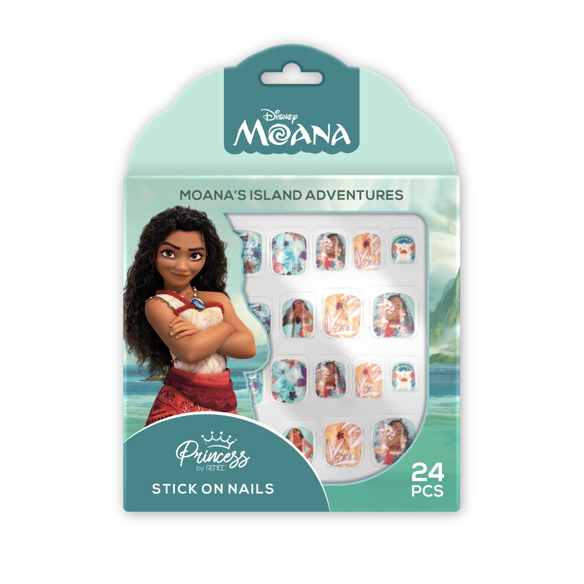Princess by RENEE Disney Moana’s Island Adventures Reusable Stick On Nails For Pre-Teens | Lightweight, Reusable | Press On Nails With 1 Prep-pad & 1 Manicure Stick | 24N-image-20