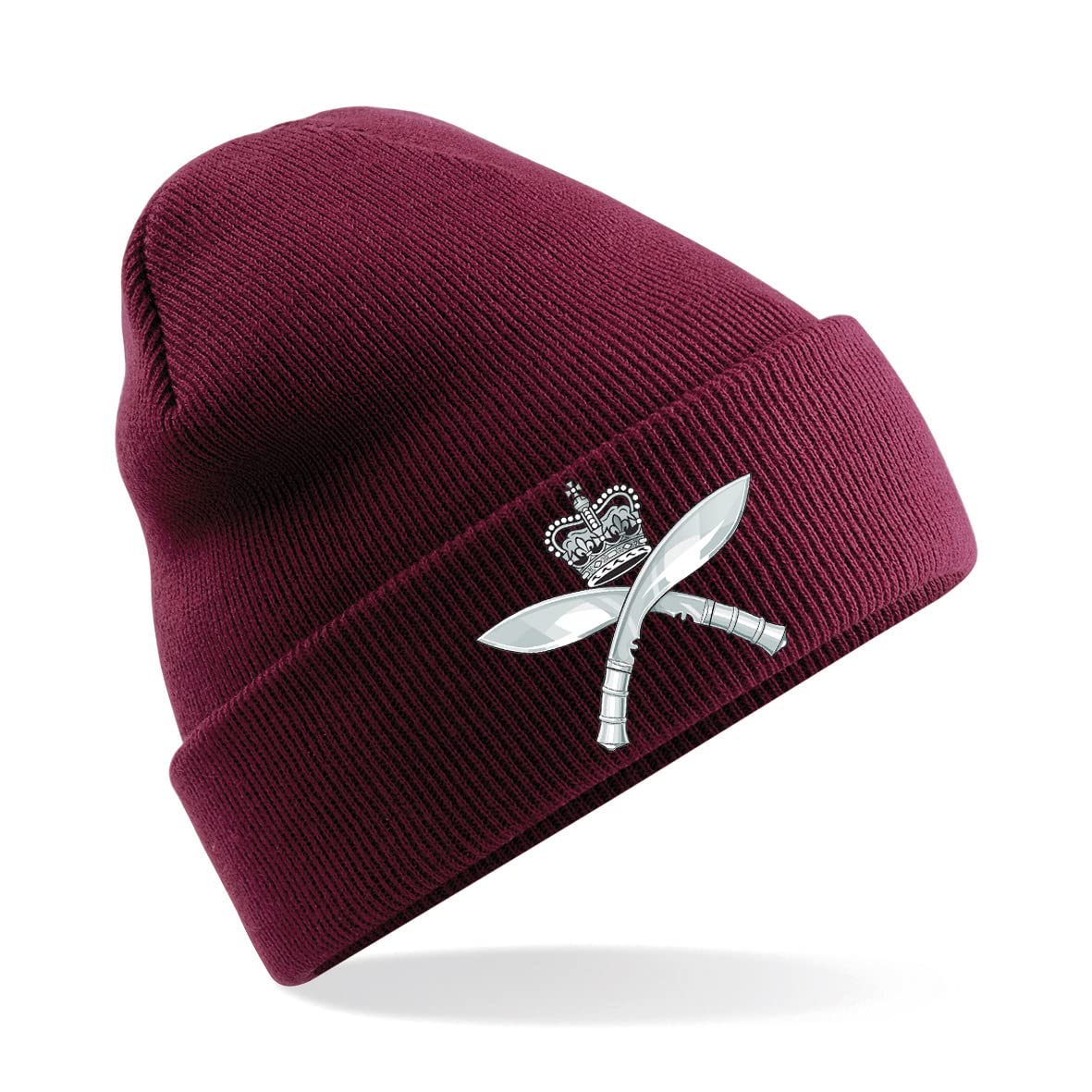 PSave Gurkha Royal Gurkha Rifles Insignia Mens Premium Embroidered Beanie Hat, Bob Hat British Army Military (Maroon)