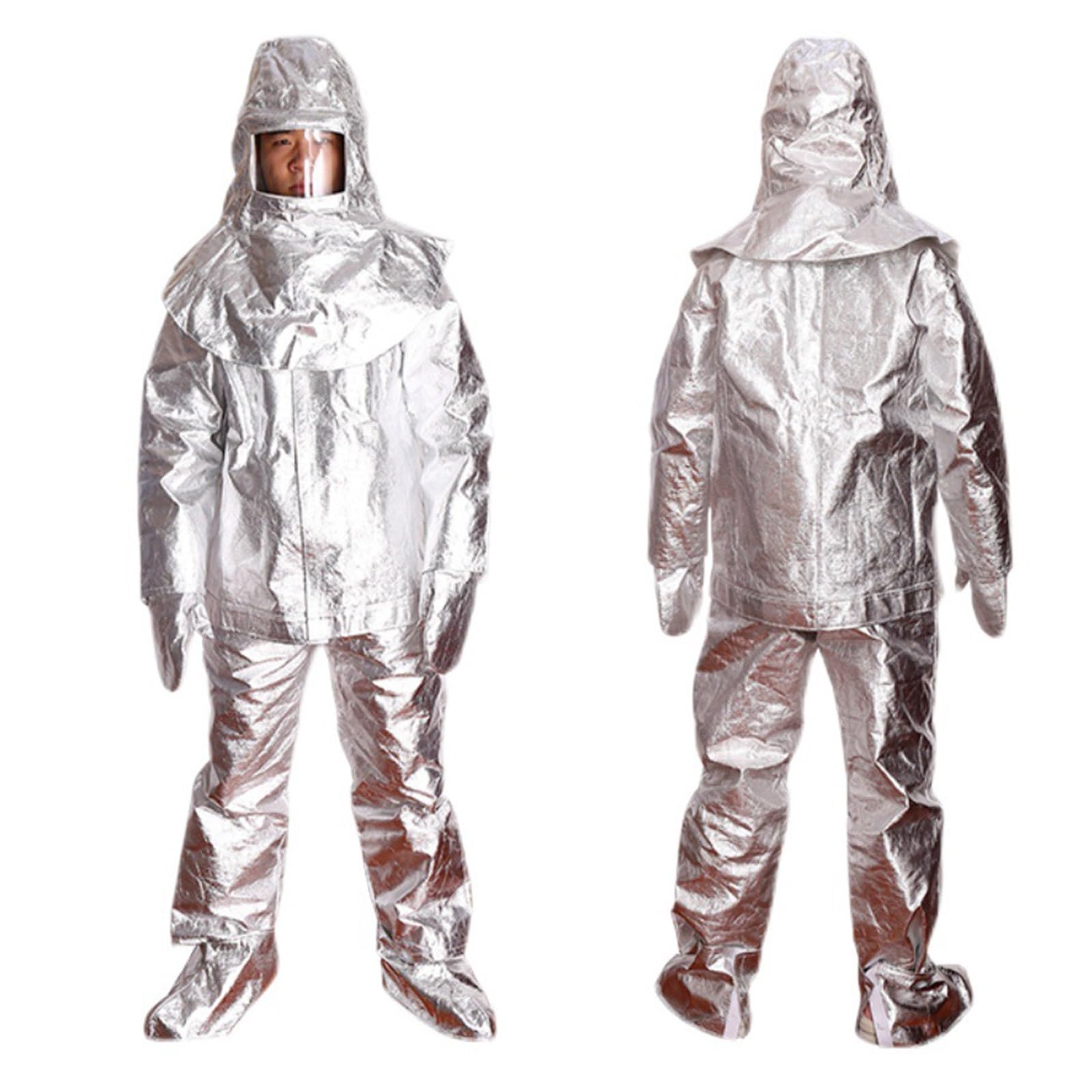 Traje ignífugo, protección contra radiación térmica, Mono ignífugo, lámina de Aluminio antiescaldaduras para Altas temperaturas, Ropa Protectora ignífuga, Color Plata