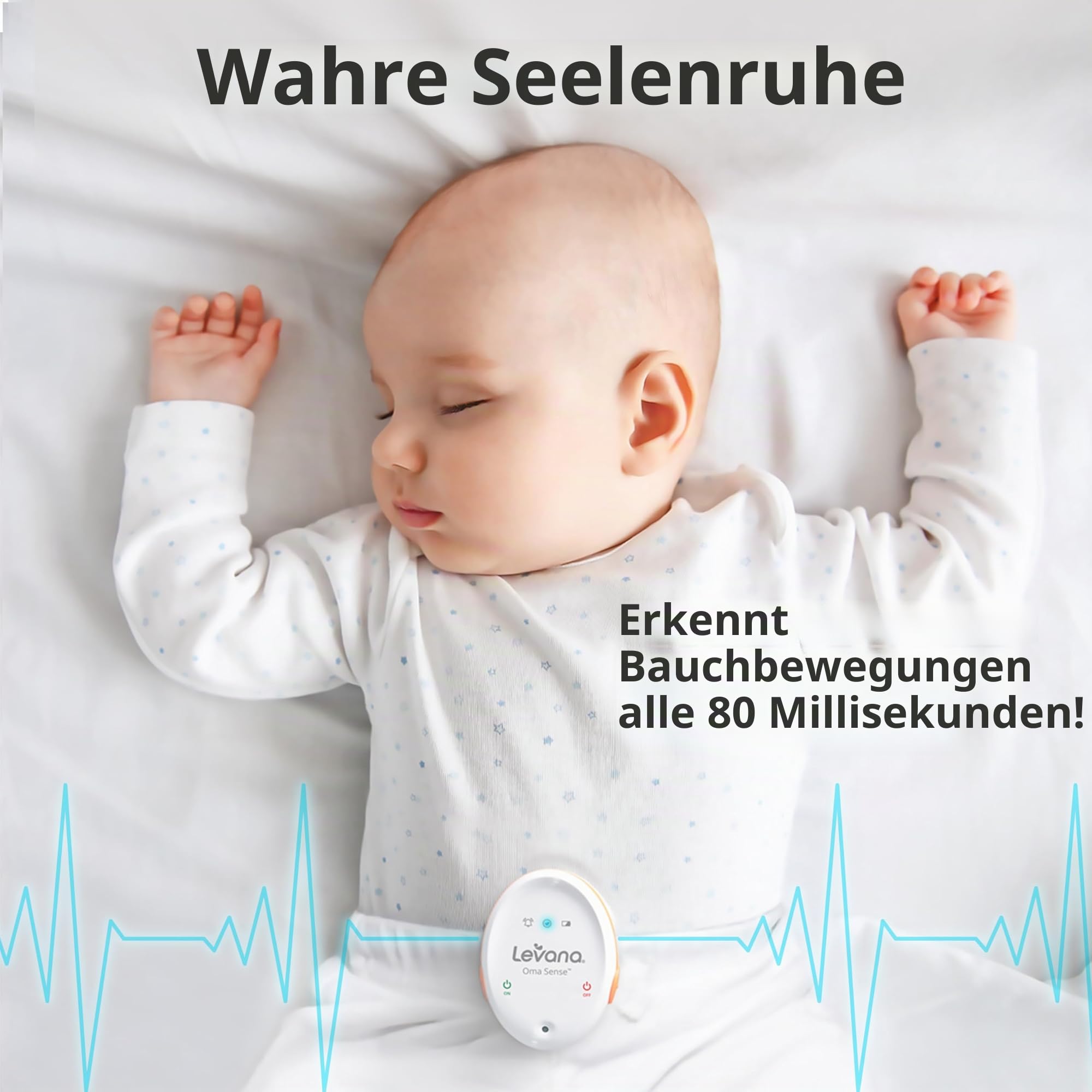 Levana Oma Sense, Biometrischer Monitor, Atmungsmonitor, Orange, Weiß