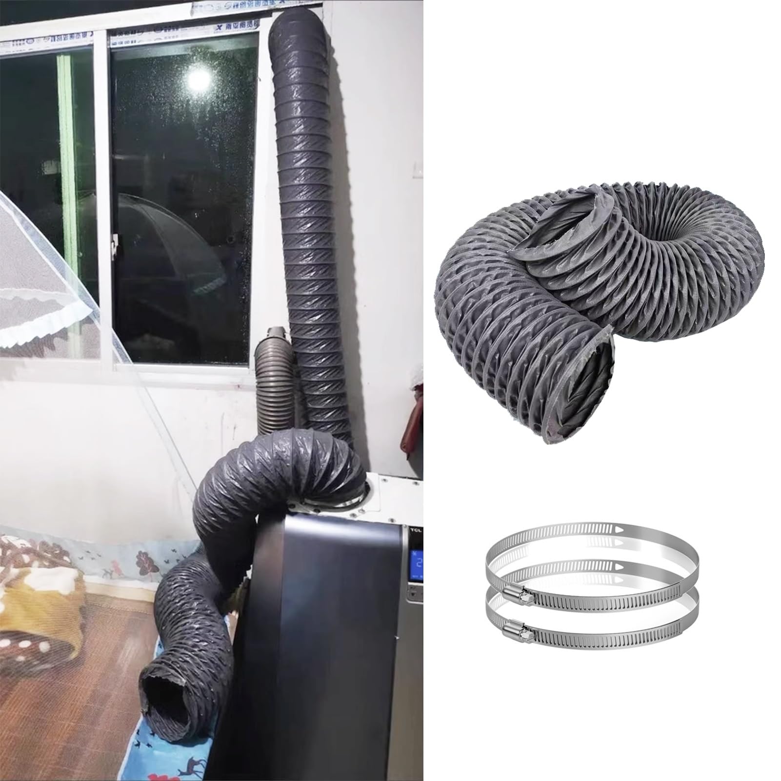 Tubo Flessibile Tessuto di Nylon Condotto di Scarico Flessibile Lungo, Kit Tubo Flessibile di Sfiato per Spazi Ristretti, Tubi Di Ricambio Commerciali Condotto Aria Hvac, Tubo di Collegamento con Mors