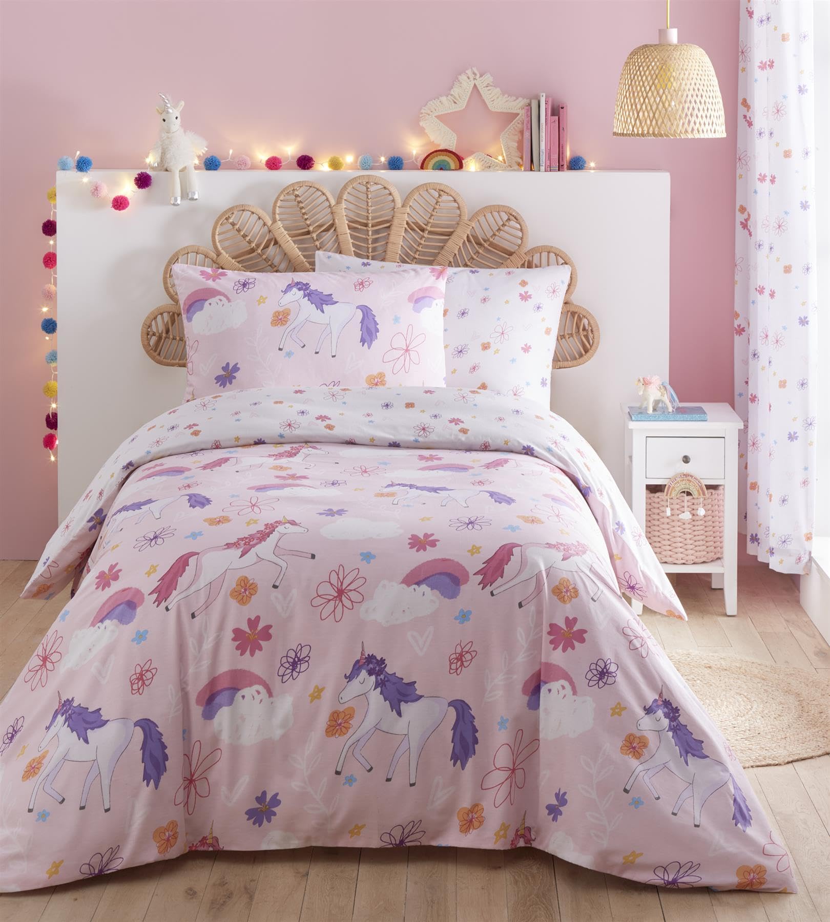 Charlotte Thomas Unicorn Duvet Cover Set Reversible Bedding Single Pink