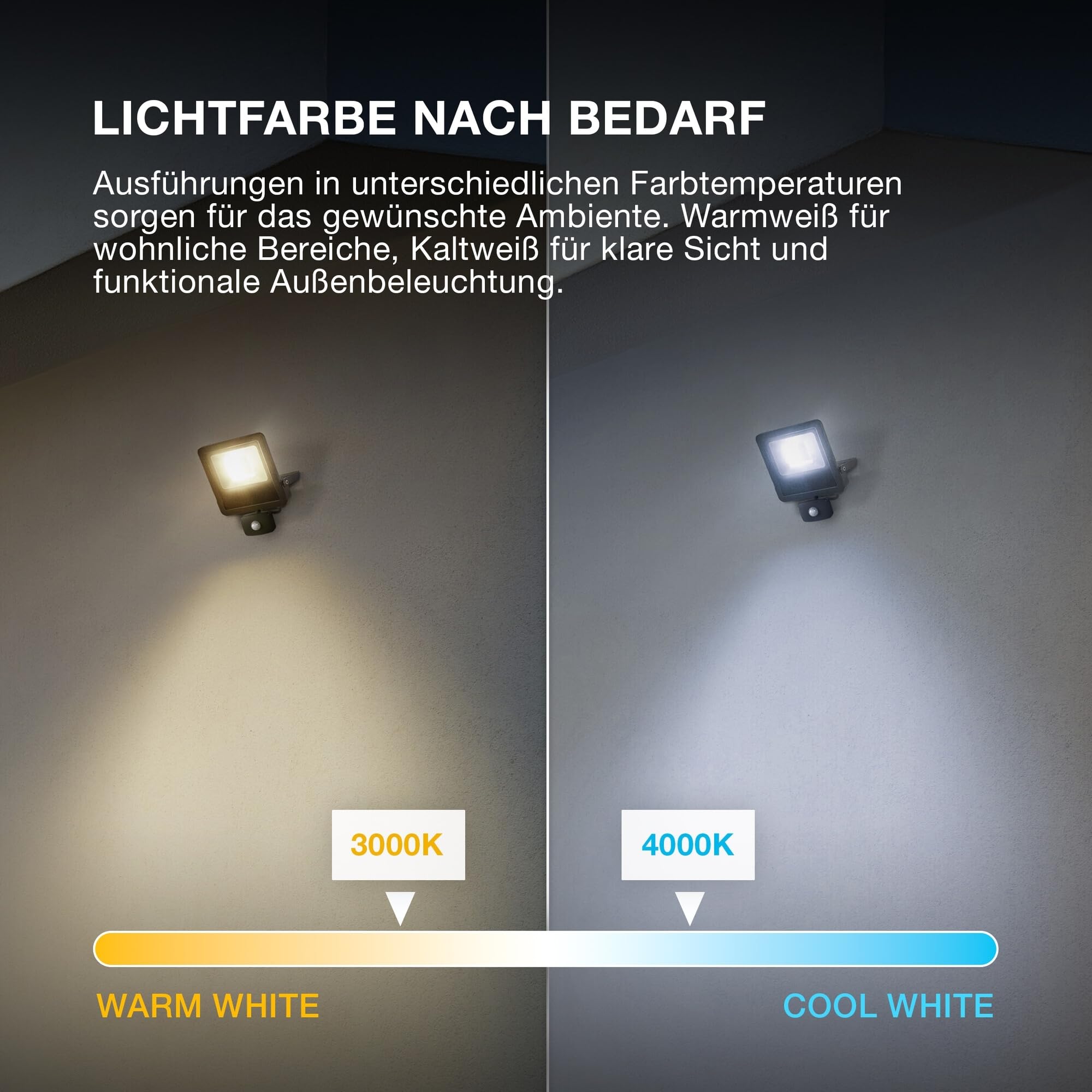OSRAM Faretto da Esterno con Sensore LED ENDURA Flood, 50W, 5000lm, 4000K bianco freddo, Sensore di Movimento 9m, Alluminio, IP65