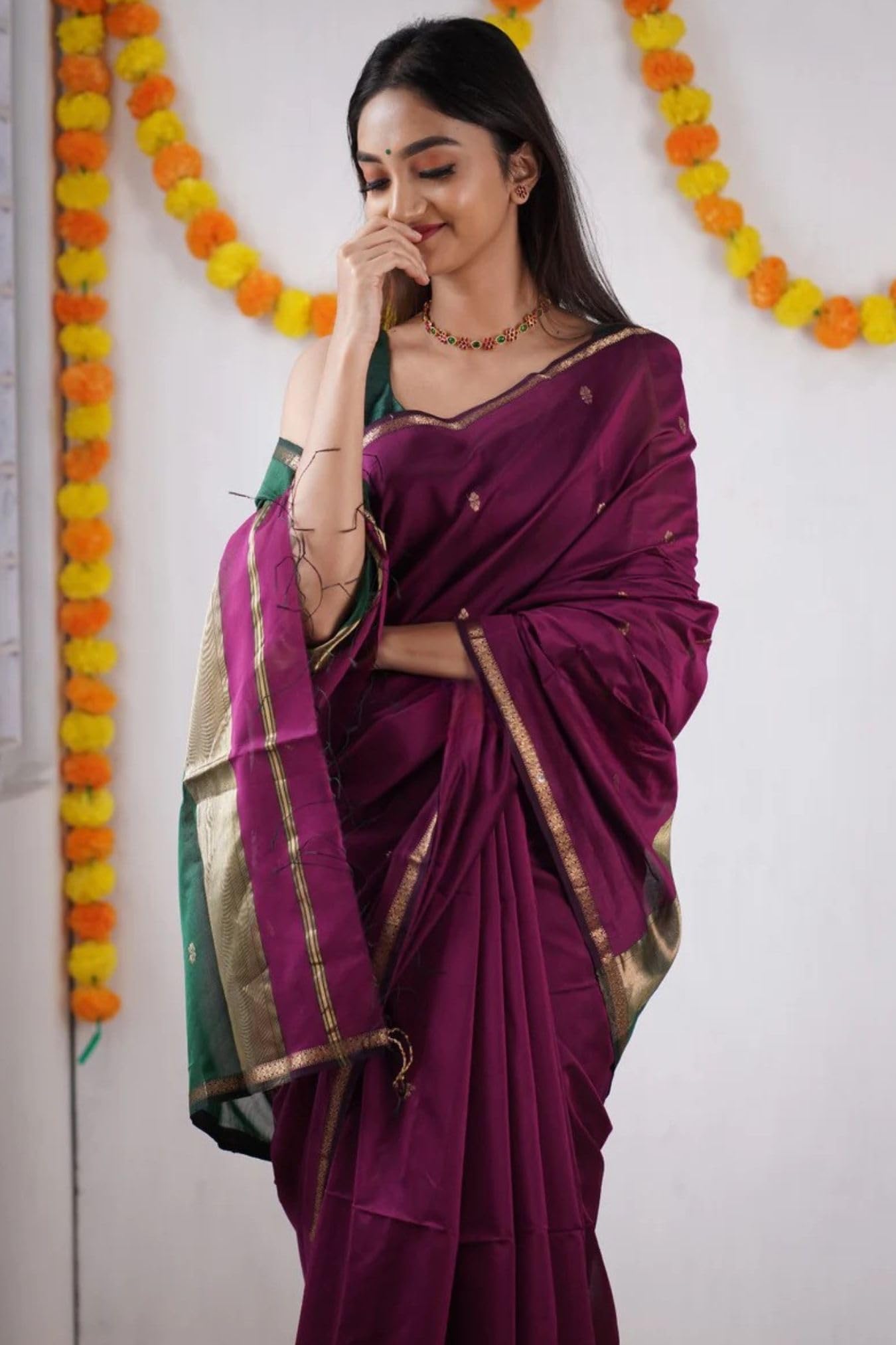 SGF11 Women's Kanjivaram Soft Cotton Linen Silk Saree With Blouse Piece product image 5