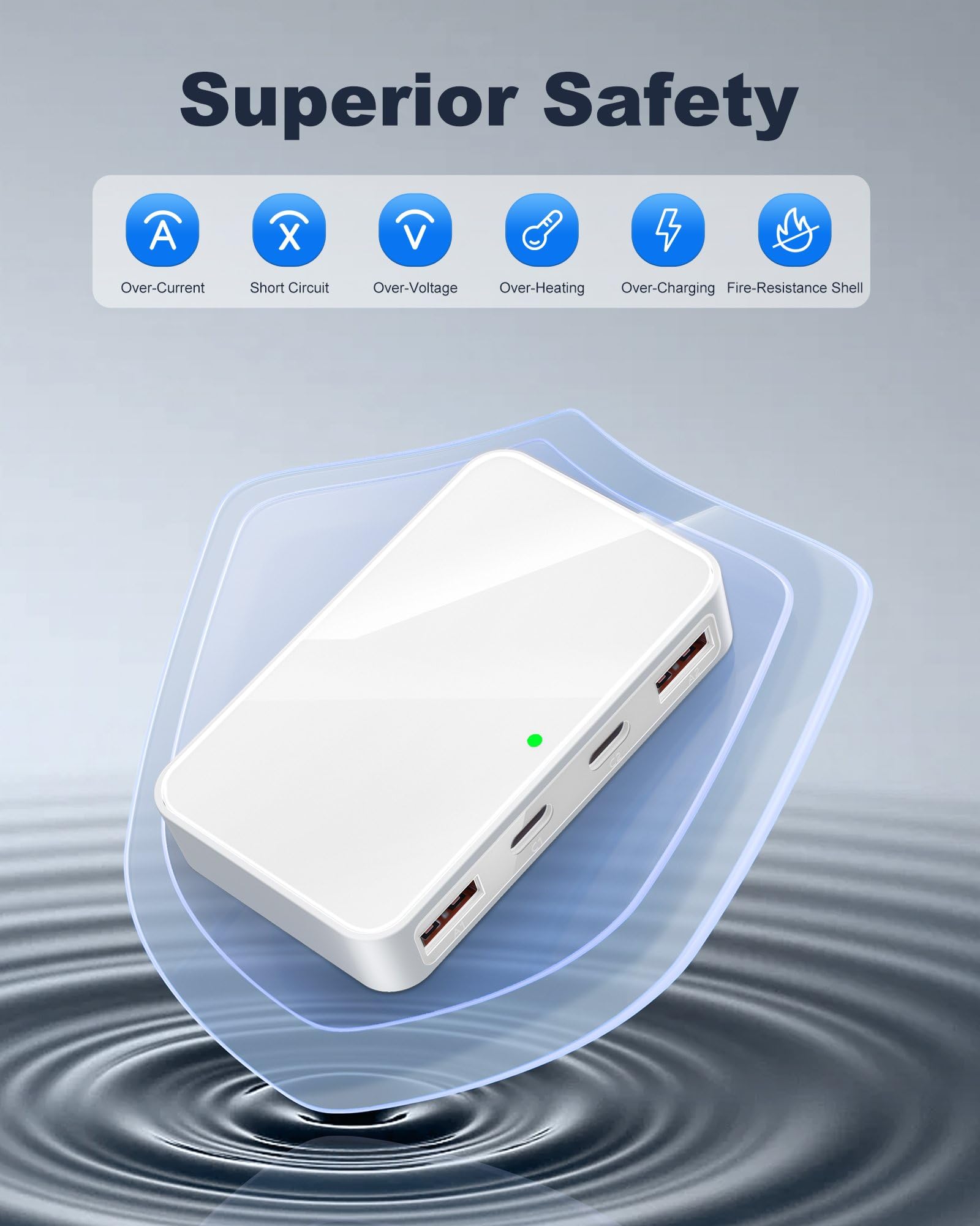 Bloque de cargador de pared USB de 30 W, enchufe de carga USB C plano ultra fino, adaptador de corriente USB plegable para iPad, iPhone 15/16, modelos Samsung, enchufe de salida de carga rápida de 30