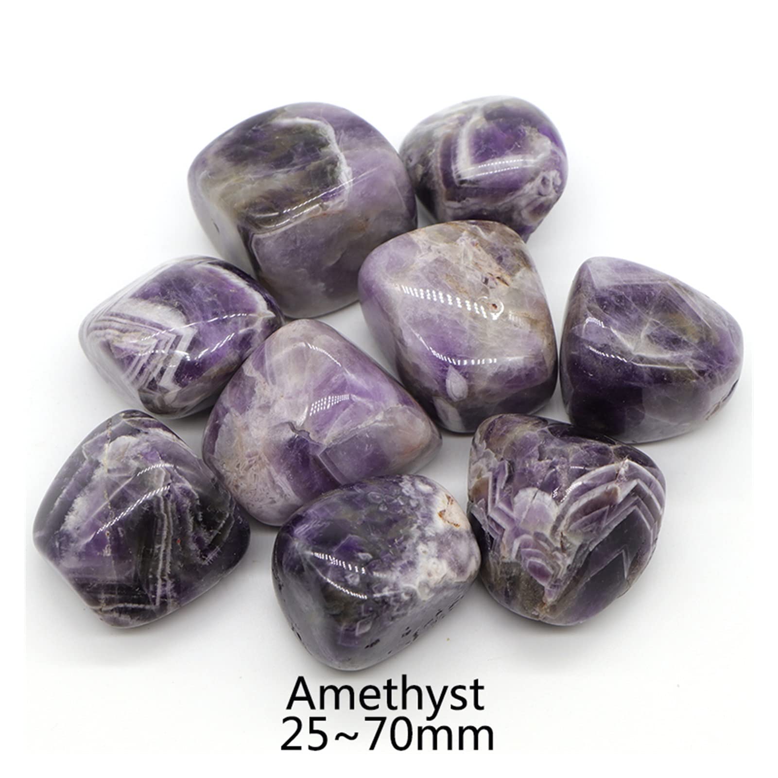 Amethyst Rohstein Natürliche Amethyst Quarzkristalle und Heilsteine Trommelbecher Mineral-Spexte Edelsteine Home Aquarium Dekoration (Color : Amethyst, Item Diameter : 500g)